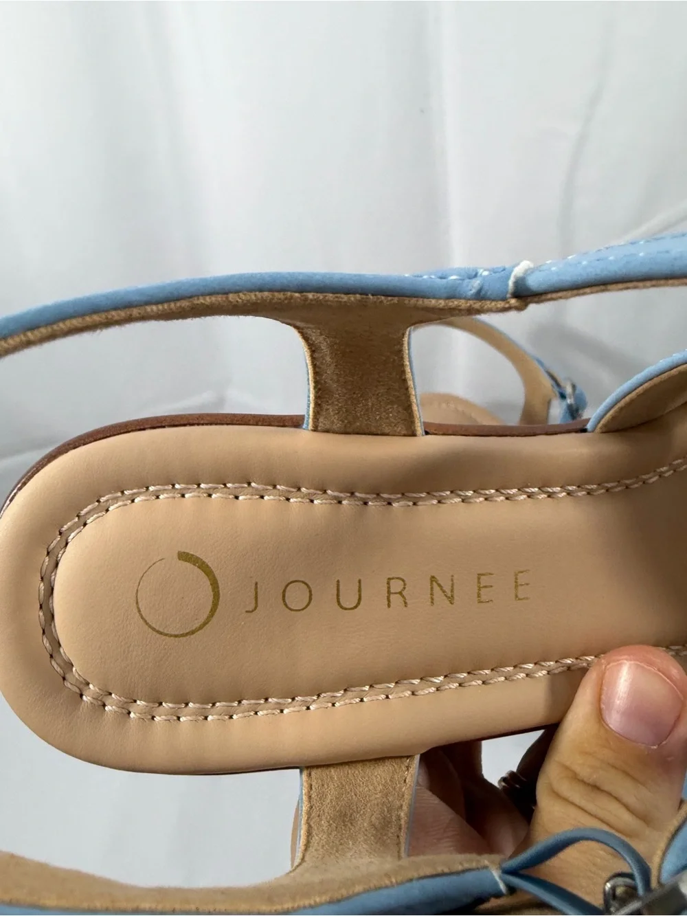 NWT Journee Women’s Size 8 Light Blue Slingback Wedge Sandals